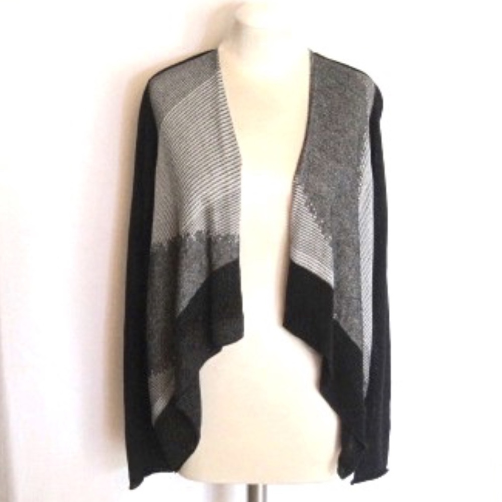 Sarah Pacini Cropped Asymmetric Open Front Knit Cardigan